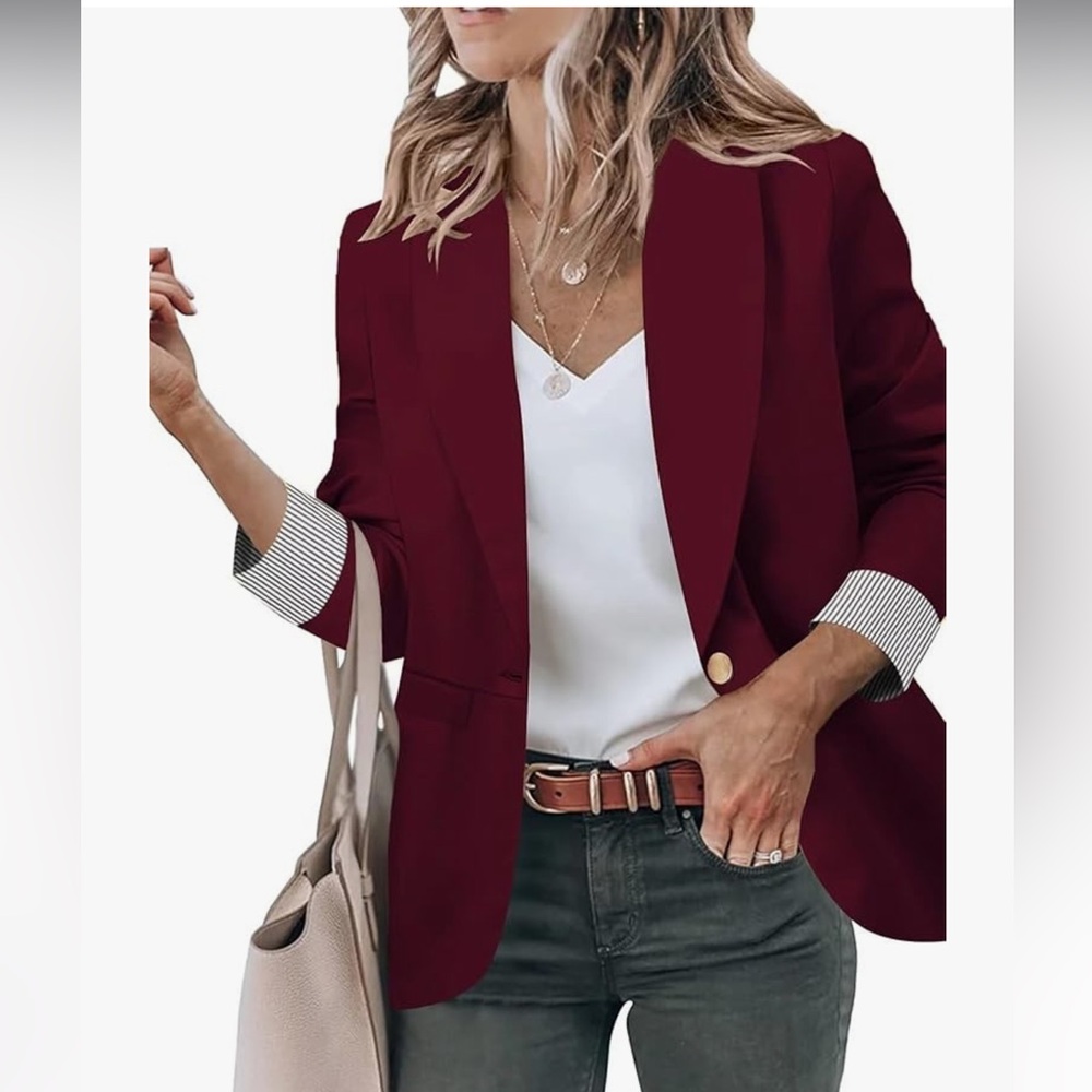 Genhoo Blazer with Contrast Cuffs, L